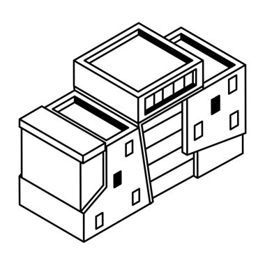 Beyaz arkaplanda modern yapı simgesi, vektör illüstrasyonu