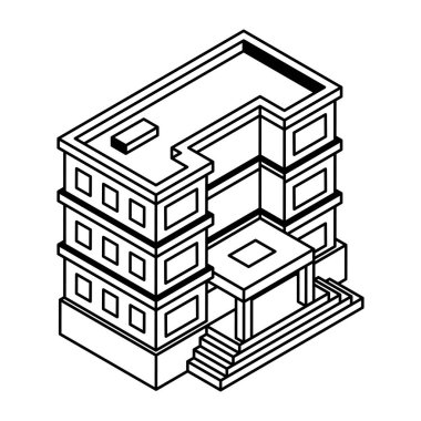 Beyaz arkaplanda modern yapı simgesi, vektör illüstrasyonu