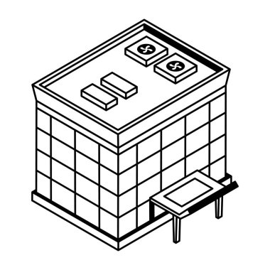 Beyaz arkaplanda fabrika inşa simgesi, vektör illüstrasyonu
