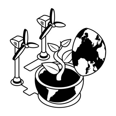 Eco Energy Outline Icon clipart