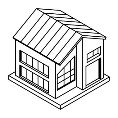 Beyaz arkaplan üzerinde bina simgesi, vektör illüstrasyonu