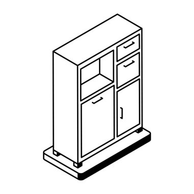 Ofis kabinesinin silueti, vektör illüstrasyonu