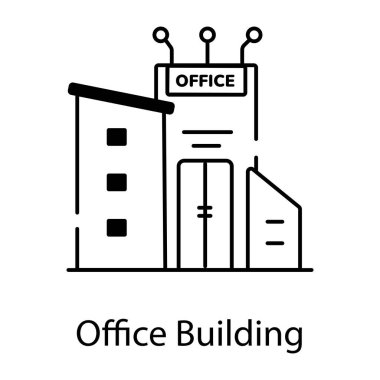 office building icon, outline style