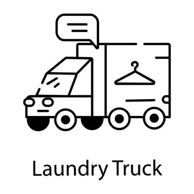 Çamaşır kamyonunun çizgi vektör simgesi