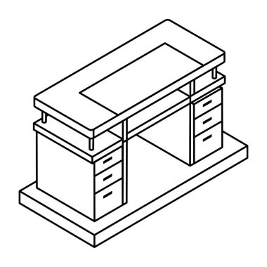 beyaz arkaplanda izole edilmiş masa web simgesi, vektör illüstrasyonu