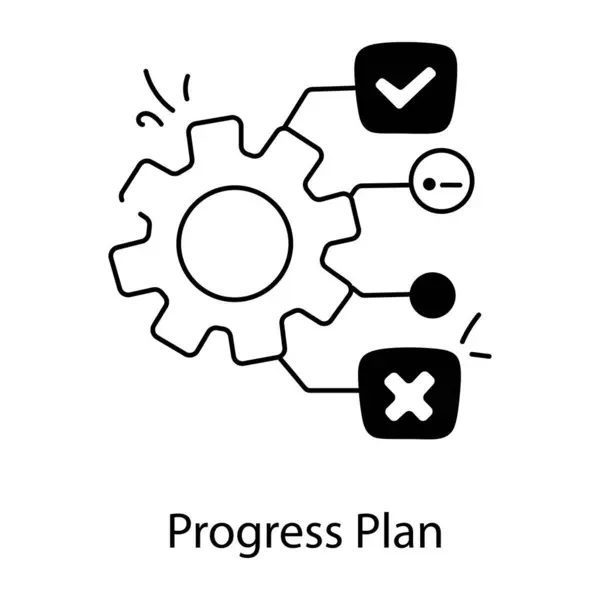 Progress Plan Icon Flat Design Vector Illustration — Stock Vector