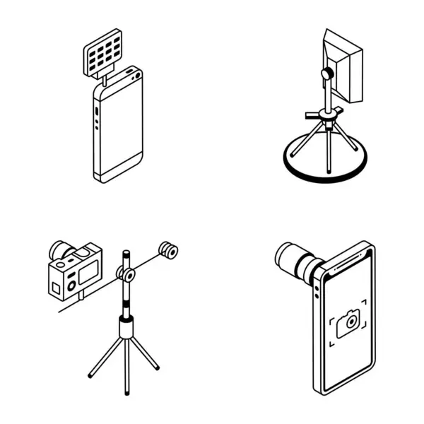 Isometric Flat Icon Vlogging Equipment — Stock Vector