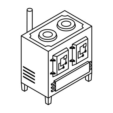 Beyaz arkaplanda izole edilmiş eski fırının vektörü.