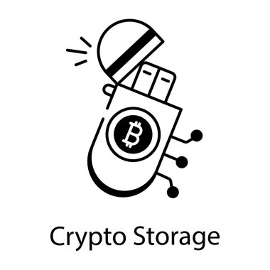 Satır tasarımında bitcoin depolama simgesi