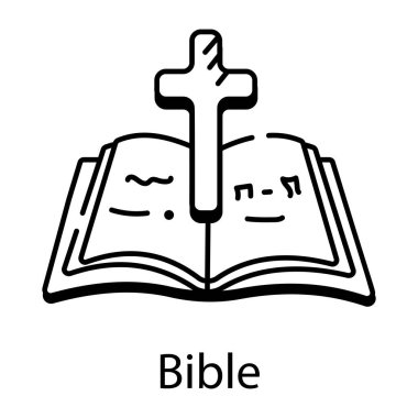 Çapraz simgeli İncil, basit vektör illüstrasyonu 
