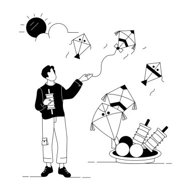 Uçurtma festivalinin moda tasviri