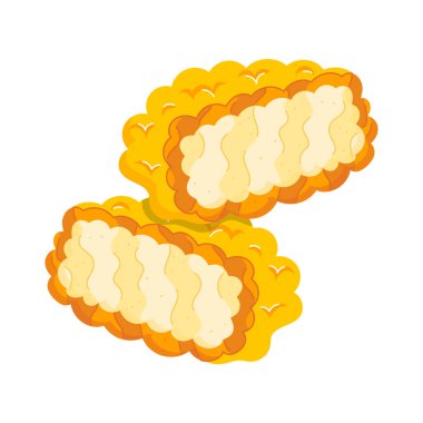 tavuk nugget düz sticker, vektör illüstrasyon