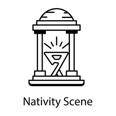 line icon showing nativity scene clipart