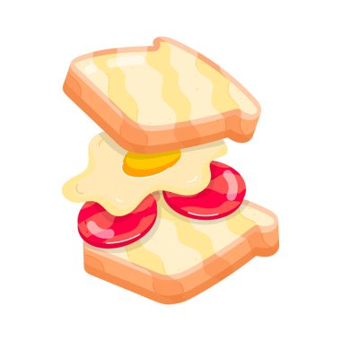 Yumurtalı ve sosisli sandviç, vektör çizimi.