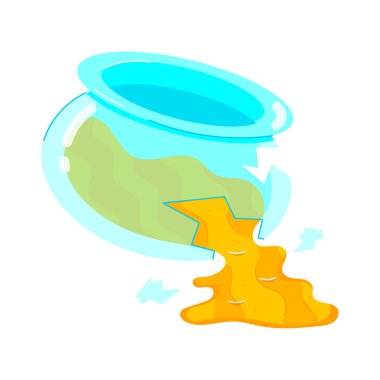 Kırık çömlekten bal damlıyor, düz stil çıkartması.