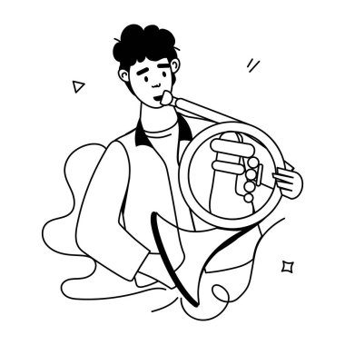 Tuba vektör çizimi oynayan genç adam