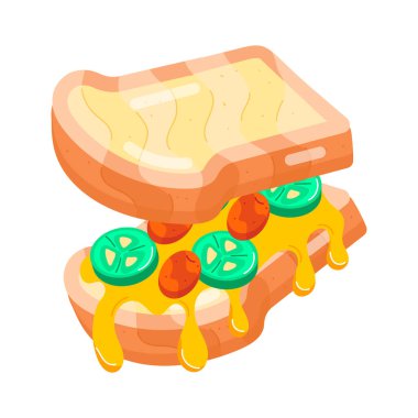 Sandviç simgesi, vektör illüstrasyonu