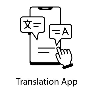 Çeviri uygulaması satır simgesi, vektör illüstrasyonu