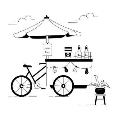 Bir sokak kahvecisi simgesinin vektör çizimi. 