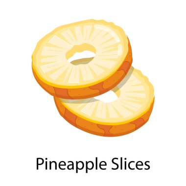 Ananas dilimleri. Beyaz arkaplanda vektör illüstrasyonu.