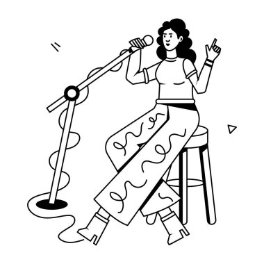 Düz bir kadın şarkıcı simgesi 