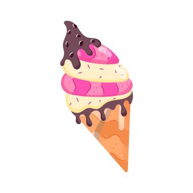 Koni vektör çiziminde lezzetli dondurma