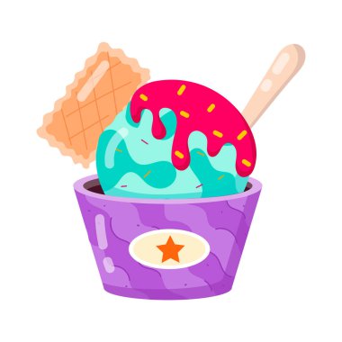 Dondurma ve bardak vektör çizimi.