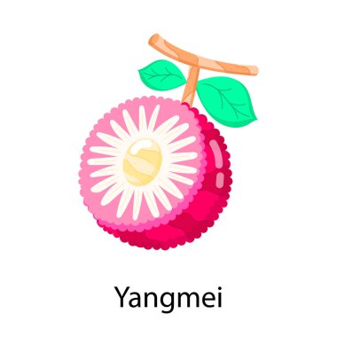 Modern flat style sticker of yangmei fruit clipart