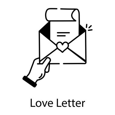 Aşk Mektubu Vektör İllüstrasyon Simgesi