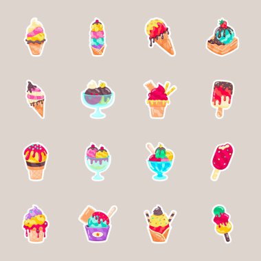 Dondurma Düz Stil Etiketleri Paketi