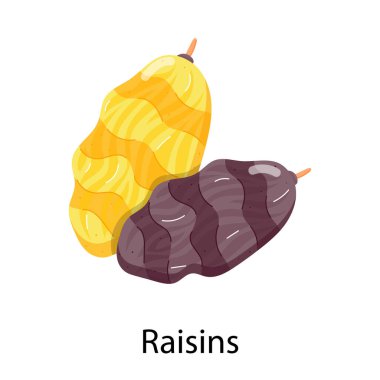 Kuru üzümleri tasvir eden modaya uygun düz etiket