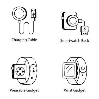 Akıllı alarm seti, vektör illüstrasyonu