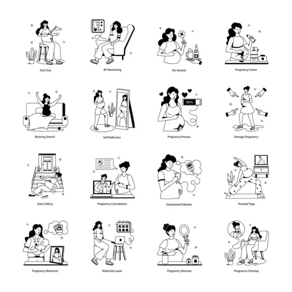 stock vector Latest of Pregnancy Routine Flat Icons