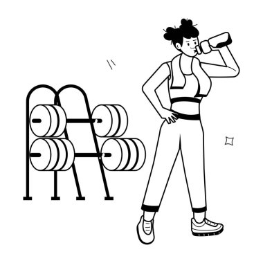 Fitness kadını, vektör illüstrasyon grafik tasarımı