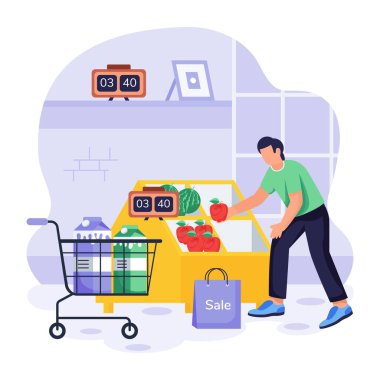 Öğelerin tam bir alışveriş sepeti iterek bir adam