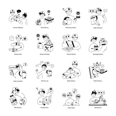 Şirin çizgi karalama vektör çizimi