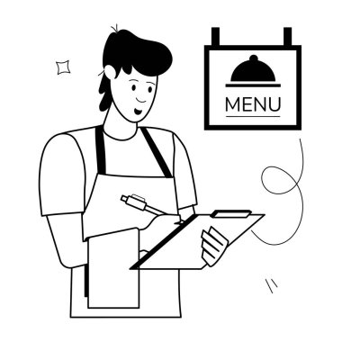 Menü ile tablet kullanan kadın