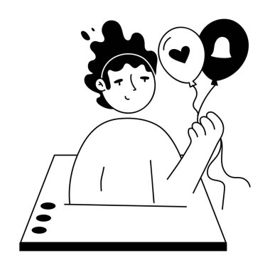 Balonlu ve hediye kartlı genç adam.