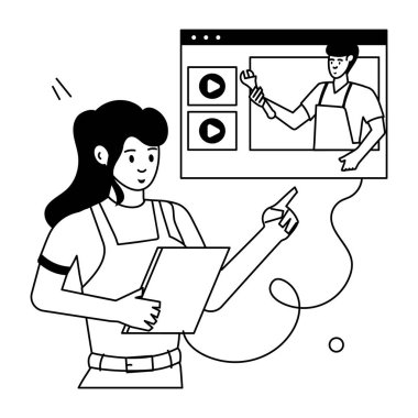 Tablet ve akıllı telefon vektör illüstrasyon tasarımlı genç adam