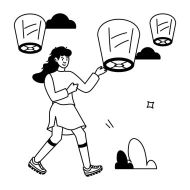 Futbol topu ve çantası olan kadın.