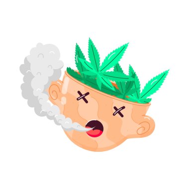 çizgi film düz stil ot etkisi etiketi