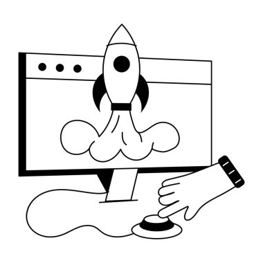 roket simgesi olan bilgisayar ekranı