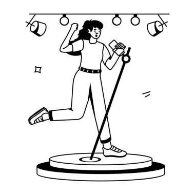 Genç bir kadın buz pateni oynuyor.