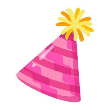 Pembe doğum günü partisi şapka simgesi