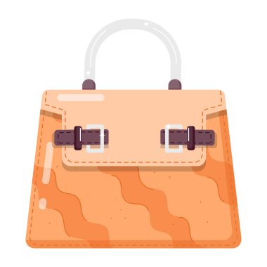 Moda kadın çantası, beyaz arka planda renkli vektör illüstrasyonu