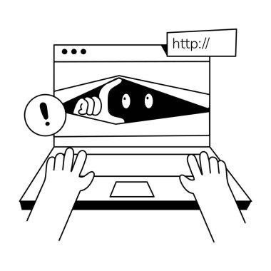 Çizgi filmci kasayı tutuyor.