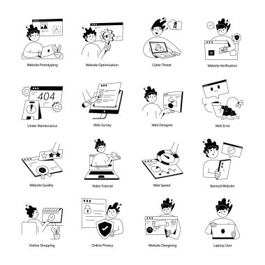 vektör siyah ve beyaz simgeleri