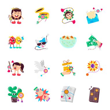 şirin el çizimi çizgi film çocukları ve komik karakterlerin vektör kümesi