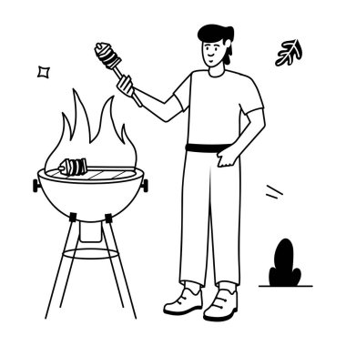 Adam ve şef yemek yapıyor.