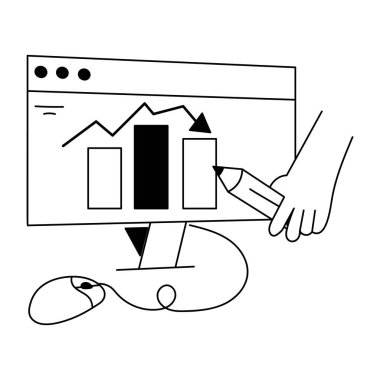 Web için el çizimi simgesi, web sayfası sancak vektör illüstrasyonu, beyaz arkaplan üzerine karalama çizgi çizgi çizgi simgesi